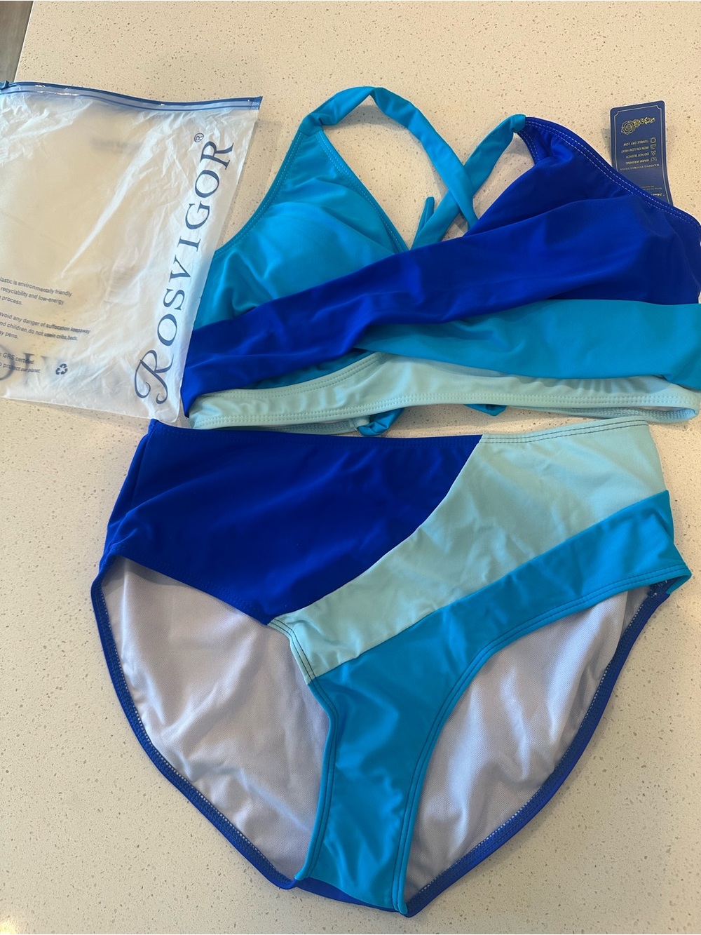NWT-Women’s Colorblock Blue Bikini Set - Picture 7 of 10